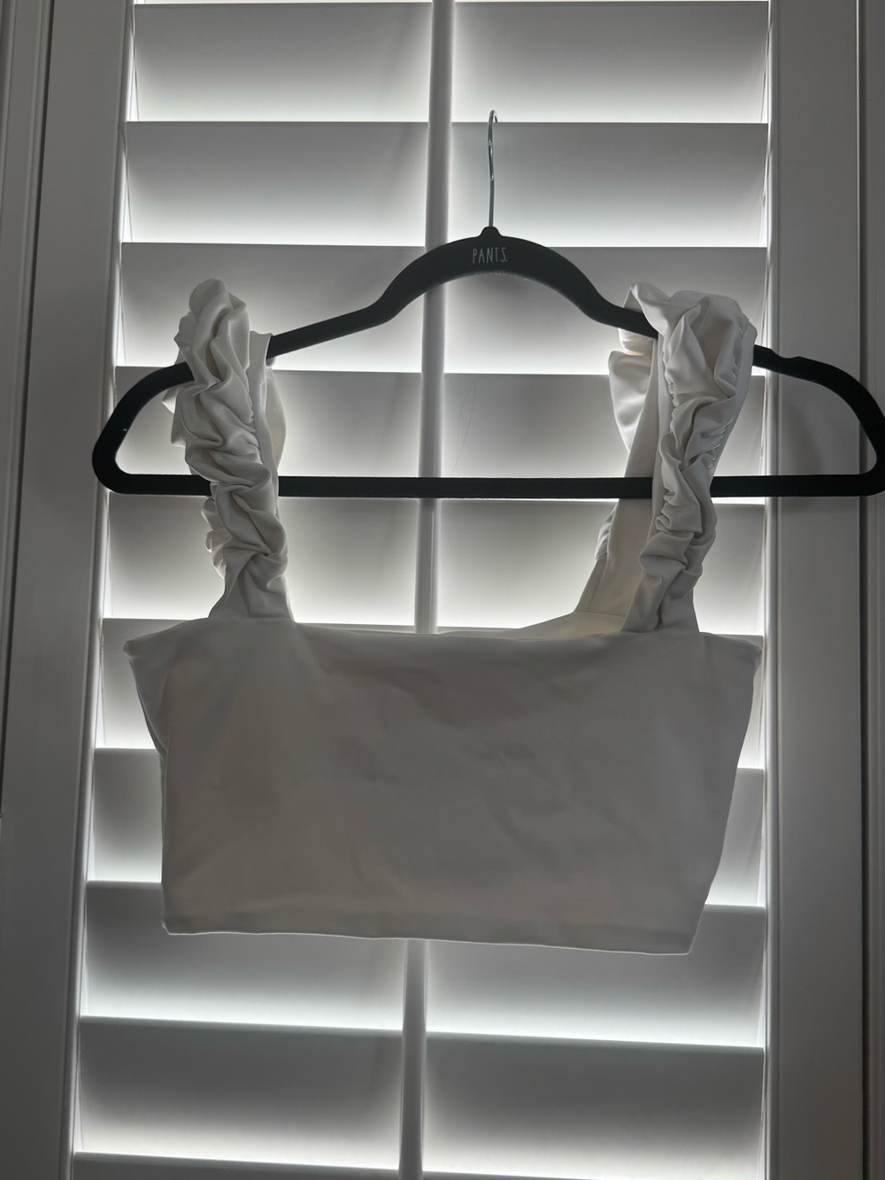 Port De Bras White Ruffle Strap Crop Top -  Women